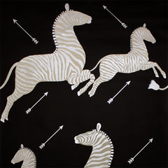 Scalamandre Wallpaper WP81388M-009 Zebras Black & Silver