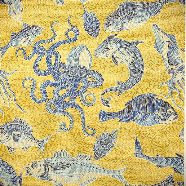 Scalamandre Wallpaper WP81545-001 Mikonos Blue & Yellow