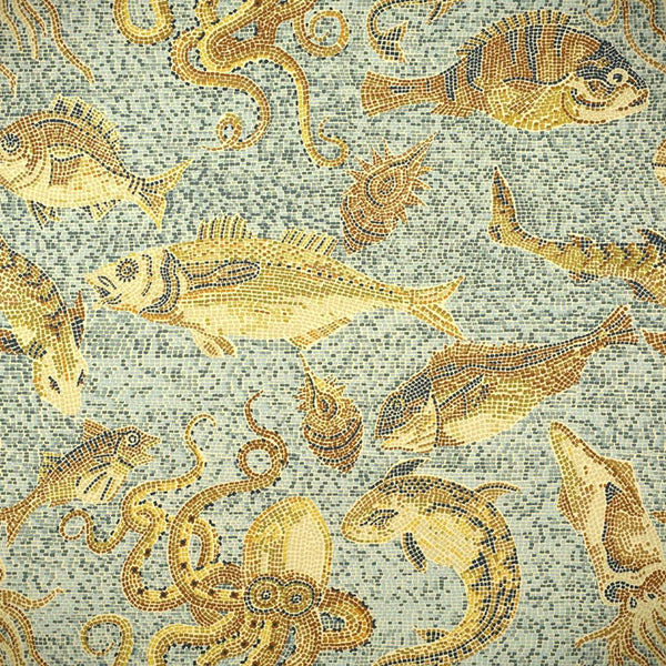 Scalamandre Wallpaper WP81545-004 Mikonos Ochres & Aqua