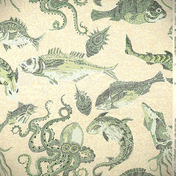 Scalamandre Wallpaper WP81545-005 Mikonos Green & Eggshell