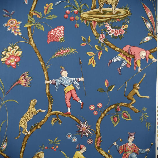 Scalamandre Wallpaper WP81547-003 Chinoise Exotique Celeste Blue