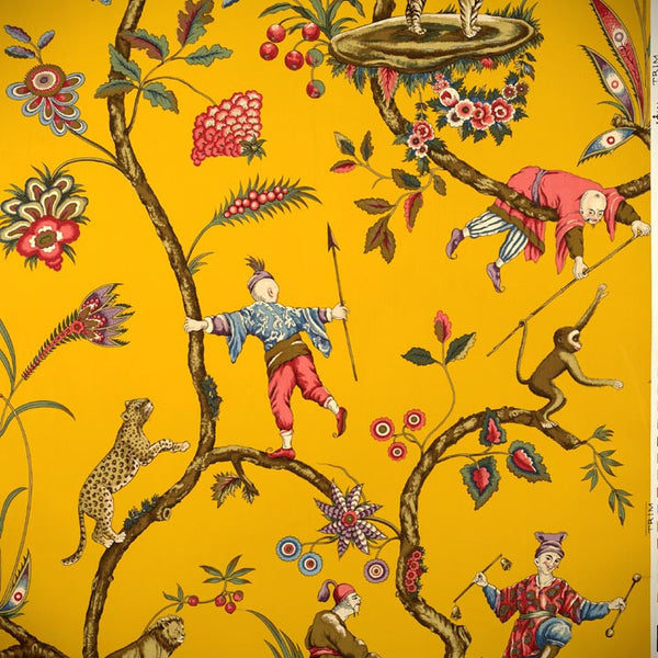 Scalamandre Wallpaper WP81547-004 Chinoise Exotique Mustard