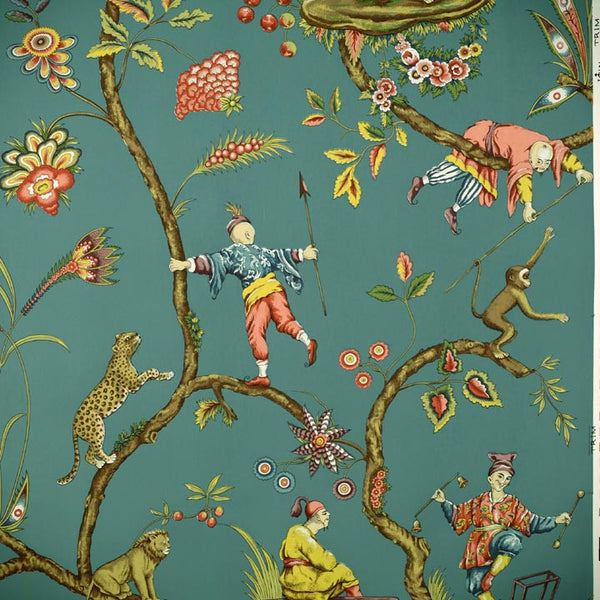 Scalamandre Wallpaper WP81547-006 Chinoise Exotique Teal