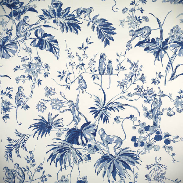 Scalamandre Wallpaper WP81554-001 Ouistiti Majolica Blue