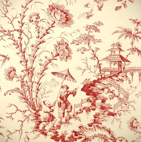 Scalamandre Wallpaper WP81561-001 Pillement Toile Claret