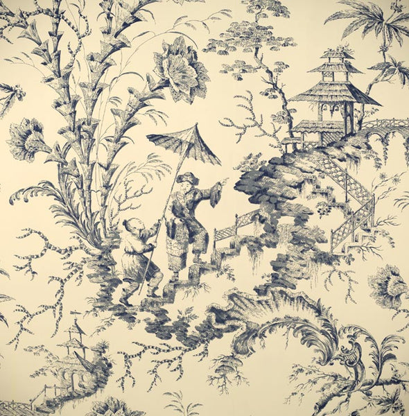 Scalamandre Wallpaper WP81561-002 Pillement Toile Toile Blue