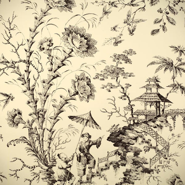 Scalamandre Wallpaper WP81561-004 Pillement Toile Slate