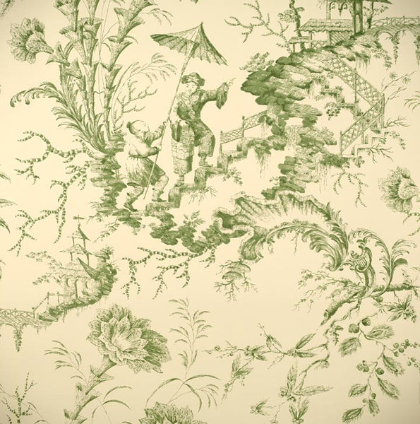 Scalamandre Wallpaper WP81561-005 Pillement Toile Sage