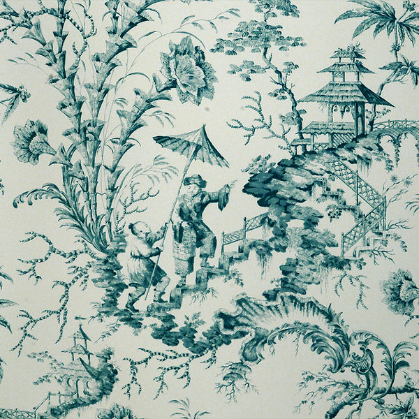 Scalamandre Wallpaper WP81561-010 Pillement Toile Aqua