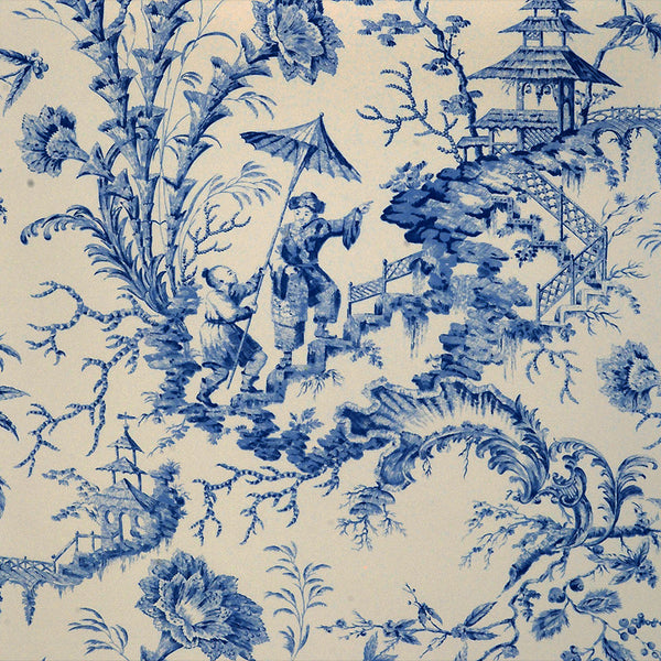 Scalamandre Wallpaper WP81561-011 Pillement Toile China Blue