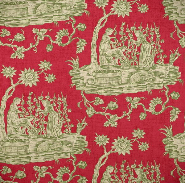 Scalamandre Wallpaper WP81568-003 Winegrowers Green On Cherry