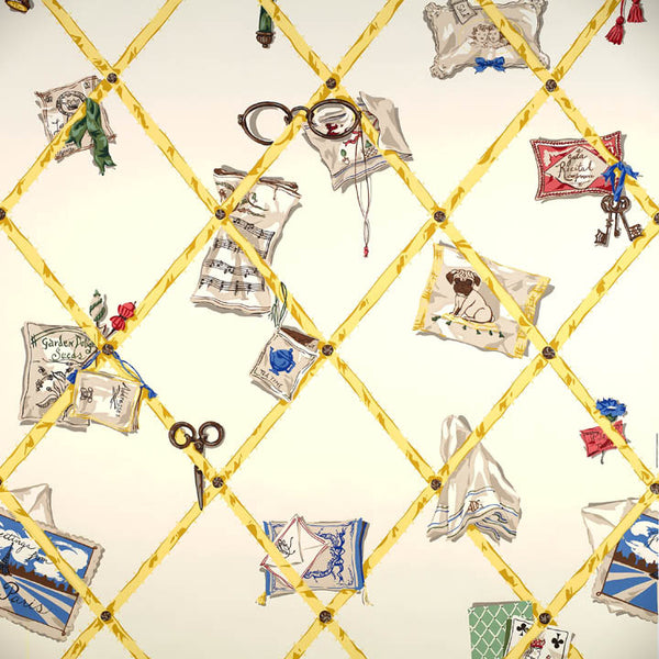 Scalamandre Wallpaper WP81579-002 Memento Multi & Gold On Cream