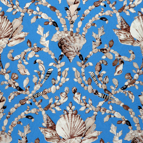 Scalamandre Wallpaper WP81586-002 Seashell Baroque Export Blue