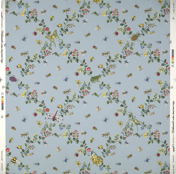 Scalamandre Wallpaper WP81595-002 Jour De Juin Multi On Robin's Egg Blue