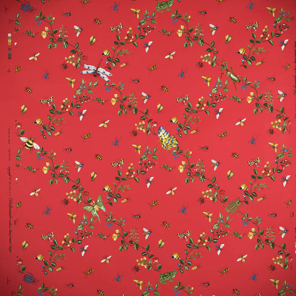 Scalamandre Wallpaper WP81595-006 Jour De Juin Multi On Red