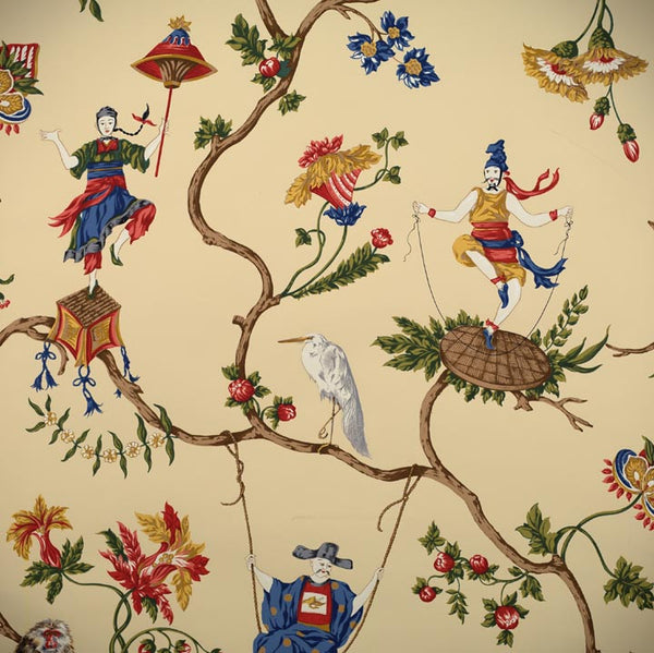 Scalamandre Wallpaper WP81605-001 Ming Circus Multi On Beige