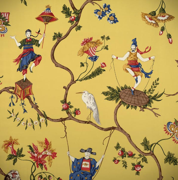 Scalamandre Wallpaper WP81605-003 Ming Circus Multi On Pollen