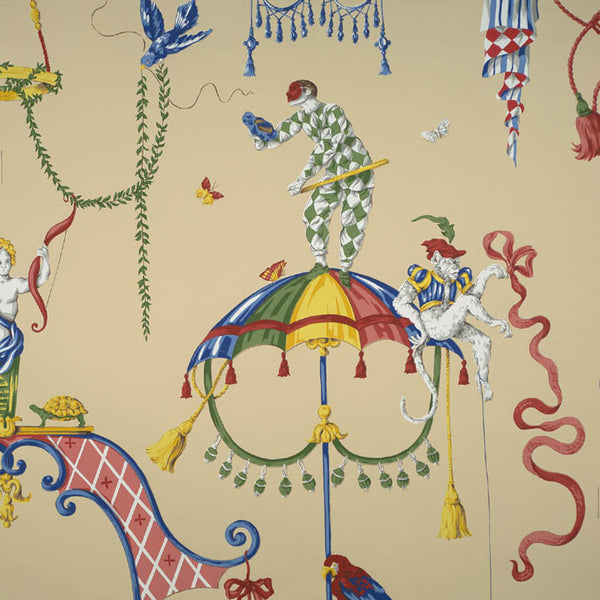 Scalamandre Wallpaper WP81621A-001 Venetian Carnival Beige