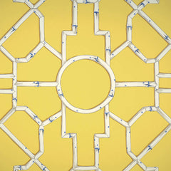Scalamandre Wallpaper WP81630-001 Baldwin Bamboo Cream & Blue On Yellow