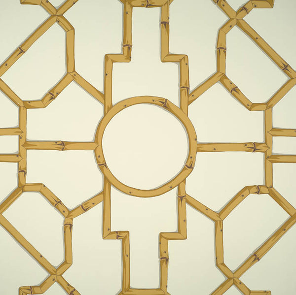 Scalamandre Wallpaper WP81630-005 Baldwin Bamboo Rattan & Brown On Off White