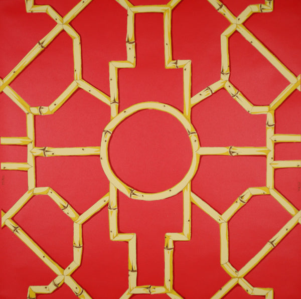 Scalamandre Wallpaper WP81630-006 Baldwin Bamboo Bamboo & Yellow On Red