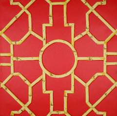 Scalamandre Wallpaper WP81630-006 Baldwin Bamboo Bamboo & Yellow On Red