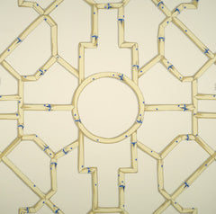 Scalamandre Wallpaper WP81630-007 Baldwin Bamboo Linen & Blue On Ecru