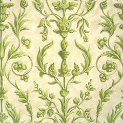 Scalamandre Wallpaper WP81644-005 Arabesque Jade Greens On Sand Fresco