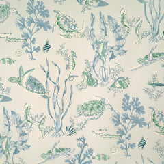 Scalamandre Wallpaper WP88209-003 Garparilla Seafoam, Blue, Oyster On Aqua