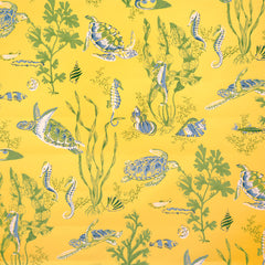 Scalamandre Wallpaper WP88209-004 Garparilla Blue, Seaweed, Oyster On Sun Yellow