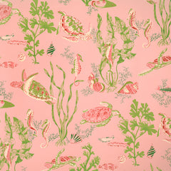 Scalamandre Wallpaper WP88209-005 Garparilla Deep Coral, Lilypad Green, Shell On Flamingo