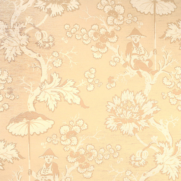 Scalamandre Wallpaper WP88216-001 Parapluie Ivory, Beige On Pearl Sand
