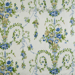 Scalamandre Wallpaper WP88261-001 Arabella Blues, Golds & Greens On Ecru