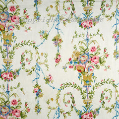 Scalamandre Wallpaper WP88261-002 Arabella Reds, Beiges, Greens & Blues On Cream