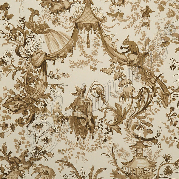 Scalamandre Wallpaper WP88286-002 Petite Chinois Tan & Cream