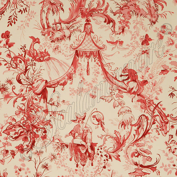 Scalamandre Wallpaper WP88286-003 Petite Chinois Red & Cream