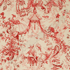 Scalamandre Wallpaper WP88286-003 Petite Chinois Red & Cream