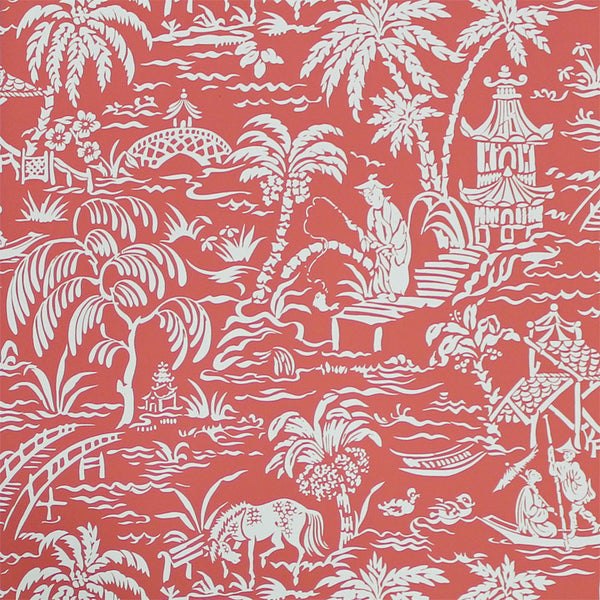 Scalamandre Wallpaper WP88288-005 Pechen Des Perles Coral Sand