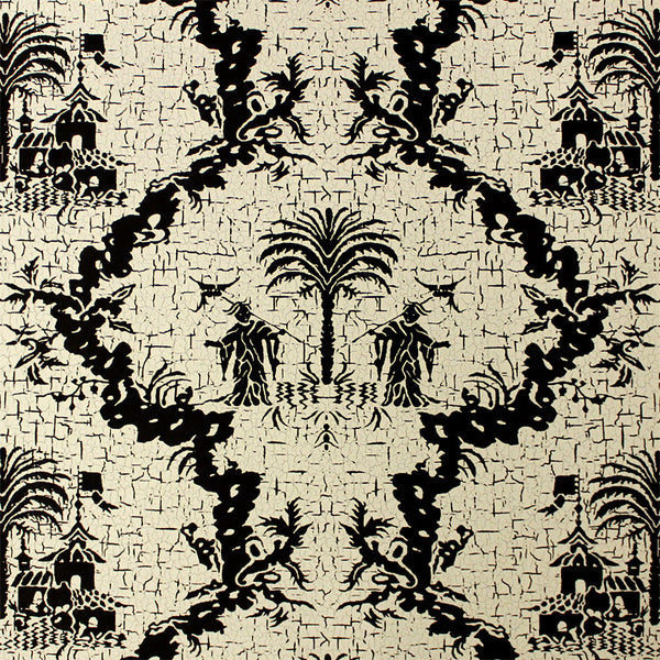 Scalamandre Wallpaper WP8981A-004 Chinese Gator Black