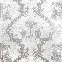 Scalamandre Wallpaper WP8981M-002 Chinese Gator Silver Metallic