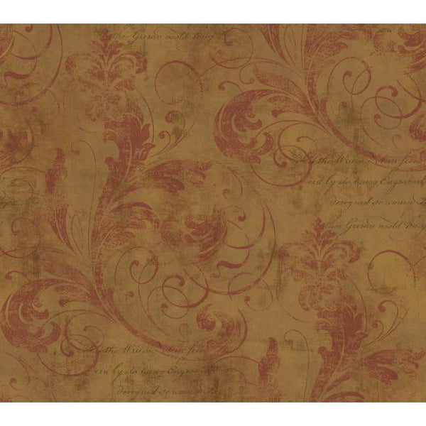 York WW4496 Metallics Book Scroll Texture Wallpaper