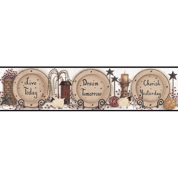York Wallpaper YC3321BD Welcome Home Cherish, Live, Dream Border