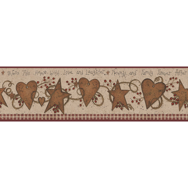 York Wallpaper YC3331BD Welcome Home Love & Laughter Tin Star Border