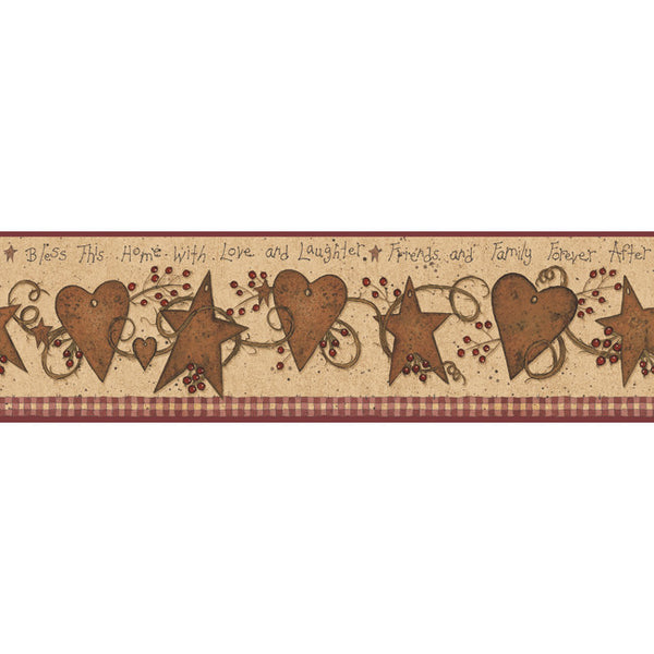 York Wallpaper YC3332BD Welcome Home Love & Laughter Tin Star Border