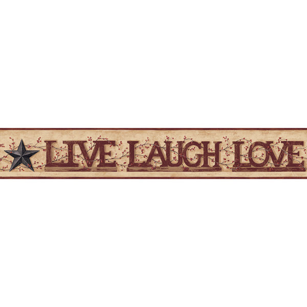 York Wallpaper YC3345BD Welcome Home Live, Laugh, Love Word Block Border