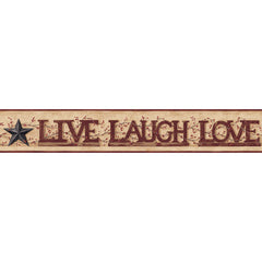 York Wallpaper YC3345BD Welcome Home Live, Laugh, Love Word Block Border