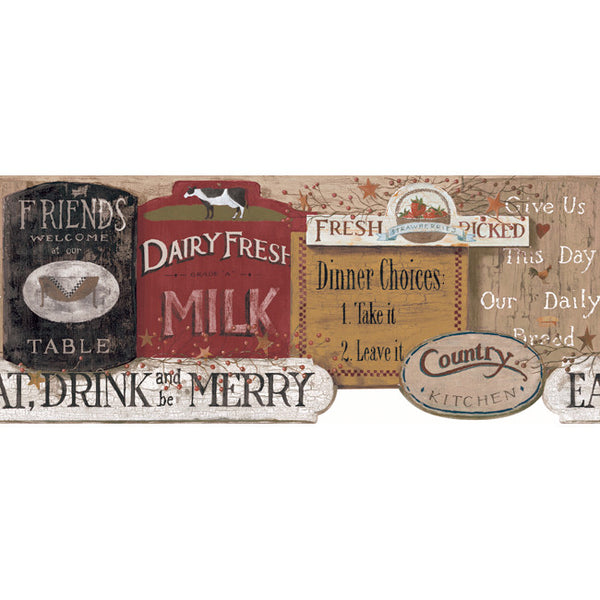 York Wallpaper YC3400BD Welcome Home Country Kitchen Sign Border