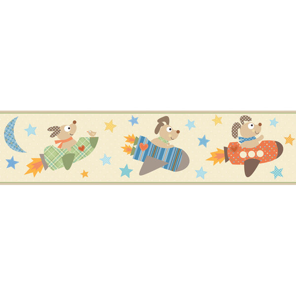 York Wallpaper YS9109BD Peek-A-Boo Rocket Dogs Border