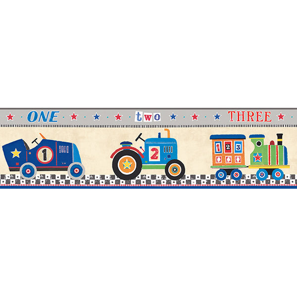 York Wallpaper YS9131BD Peek-A-Boo Cars 1, 2, 3 Border