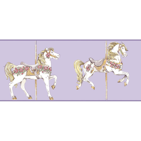 York Wallpaper YS9137BD Peek-A-Boo Toile Carousel Horse Border